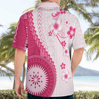 Bula Fiji Hawaiian Shirt Pink Plumeria Masi Tapa Pattern LT05 - Polynesian Pride