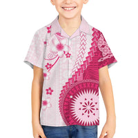 Bula Fiji Hawaiian Shirt Pink Plumeria Masi Tapa Pattern LT05 - Polynesian Pride