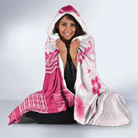 Bula Fiji Hooded Blanket Pink Plumeria Masi Tapa Pattern LT05 - Polynesian Pride