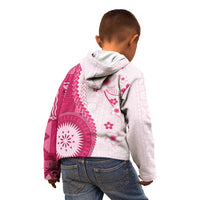 Bula Fiji Kid Hoodie Pink Plumeria Masi Tapa Pattern - Polynesian Pride