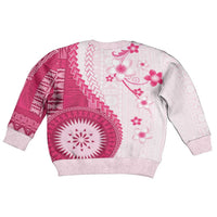 Bula Fiji Kid Ugly Christmas Sweater Pink Plumeria Masi Tapa Pattern - Polynesian Pride