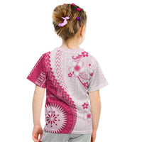 Bula Fiji Kid T Shirt Pink Plumeria Masi Tapa Pattern - Polynesian Pride