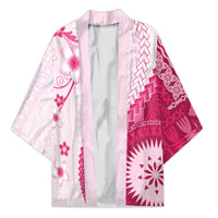 Bula Fiji Kimono Pink Plumeria Masi Tapa Pattern - Polynesian Pride