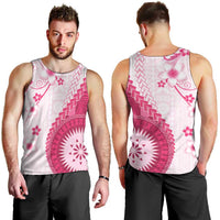 Bula Fiji Men Tank Top Pink Plumeria Masi Tapa Pattern LT05 - Polynesian Pride