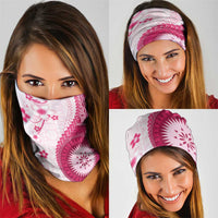 Bula Fiji Neck Gaiter Pink Plumeria Masi Tapa Pattern LT05 - Polynesian Pride