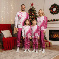 Bula Fiji Christmas Pajama Set Pink Plumeria Masi Tapa Pattern - Polynesian Pride