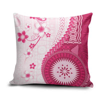 Bula Fiji Pillow Cover Pink Plumeria Masi Tapa Pattern - Polynesian Pride