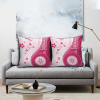 Bula Fiji Pillow Cover Pink Plumeria Masi Tapa Pattern - Polynesian Pride