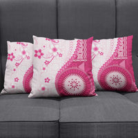 Bula Fiji Pillow Cover Pink Plumeria Masi Tapa Pattern - Polynesian Pride