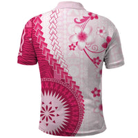 Bula Fiji Polo Shirt Pink Plumeria Masi Tapa Pattern LT05 - Polynesian Pride