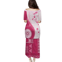 Bula Fiji Puletasi Pink Plumeria Masi Tapa Pattern LT05 - Polynesian Pride