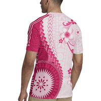 Bula Fiji Rugby Jersey Pink Plumeria Masi Tapa Pattern LT05 - Polynesian Pride