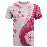 Bula Fiji T Shirt Pink Plumeria Masi Tapa Pattern LT05 Pink - Polynesian Pride