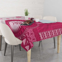 Bula Fiji Tablecloth Pink Plumeria Masi Tapa Pattern LT05 - Polynesian Pride