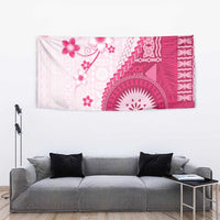 Bula Fiji Tapestry Pink Plumeria Masi Tapa Pattern - Polynesian Pride