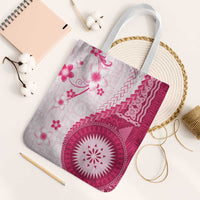 Bula Fiji Tote Bag Pink Plumeria Masi Tapa Pattern - Polynesian Pride