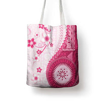Bula Fiji Tote Bag Pink Plumeria Masi Tapa Pattern - Polynesian Pride