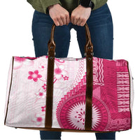 Bula Fiji Travel Bag Pink Plumeria Masi Tapa Pattern - Polynesian Pride