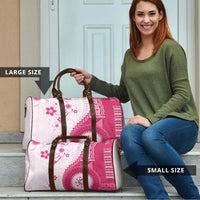 Bula Fiji Travel Bag Pink Plumeria Masi Tapa Pattern - Polynesian Pride