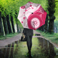 Bula Fiji Umbrella Pink Plumeria Masi Tapa Pattern LT05 - Polynesian Pride