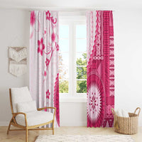 Bula Fiji Window Curtain Pink Plumeria Masi Tapa Pattern - Polynesian Pride