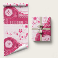 Bula Fiji Wrapping Paper Pink Plumeria Masi Tapa Pattern LT05 58" × 23" Pink - Polynesian Pride