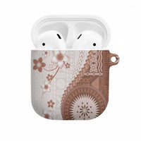 Bula Fiji AirPods Case Brown Plumeria Masi Tapa Pattern LT05 Brown - Polynesian Pride