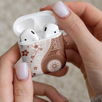 Bula Fiji AirPods Case Brown Plumeria Masi Tapa Pattern LT05 - Polynesian Pride