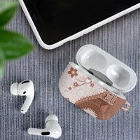 Bula Fiji AirPods Case Brown Plumeria Masi Tapa Pattern LT05 - Polynesian Pride