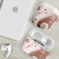 Bula Fiji AirPods Case Brown Plumeria Masi Tapa Pattern LT05 - Polynesian Pride
