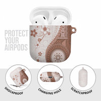 Bula Fiji AirPods Case Brown Plumeria Masi Tapa Pattern LT05 - Polynesian Pride