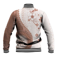 Bula Fiji Baseball Jacket Brown Plumeria Masi Tapa Pattern LT05 - Polynesian Pride