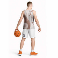 Bula Fiji Basketball Jersey Brown Plumeria Masi Tapa Pattern LT05 - Polynesian Pride