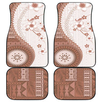 Bula Fiji Car Mats Brown Plumeria Masi Tapa Pattern LT05 - Polynesian Pride