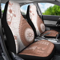 Bula Fiji Car Seat Cover Brown Plumeria Masi Tapa Pattern - Polynesian Pride