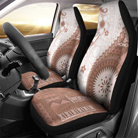 Bula Fiji Car Seat Cover Brown Plumeria Masi Tapa Pattern - Polynesian Pride