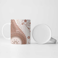 Bula Fiji Ceramic Mug Brown Plumeria Masi Tapa Pattern LT05 - Polynesian Pride
