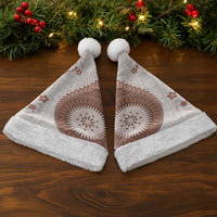 Bula Fiji Christmas Santa Hat Brown Plumeria Masi Tapa Pattern LT05 - Polynesian Pride