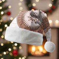 Bula Fiji Christmas Santa Hat Brown Plumeria Masi Tapa Pattern LT05 Without Fur Brown - Polynesian Pride