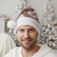 Bula Fiji Christmas Santa Hat Brown Plumeria Masi Tapa Pattern LT05 - Polynesian Pride