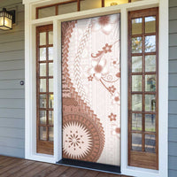 Bula Fiji Door Cover Brown Plumeria Masi Tapa Pattern LT05 - Polynesian Pride