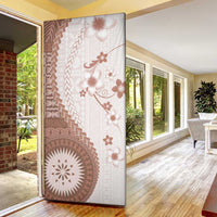 Bula Fiji Door Cover Brown Plumeria Masi Tapa Pattern LT05 - Polynesian Pride