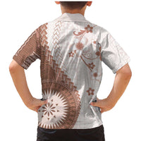 Bula Fiji Family Matching Mermaid Dress and Hawaiian Shirt Brown Plumeria Masi Tapa Pattern - Polynesian Pride