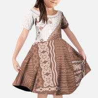 Bula Fiji Family Matching Mermaid Dress and Hawaiian Shirt Brown Plumeria Masi Tapa Pattern - Polynesian Pride