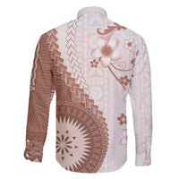 Bula Fiji Family Matching Mermaid Dress and Hawaiian Shirt Brown Plumeria Masi Tapa Pattern - Polynesian Pride