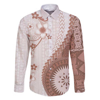 Bula Fiji Family Matching Off Shoulder Short Dress and Hawaiian Shirt Brown Plumeria Masi Tapa Pattern - Polynesian Pride