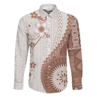 Bula Fiji Family Matching Summer Maxi Dress and Hawaiian Shirt Brown Plumeria Masi Tapa Pattern - Polynesian Pride