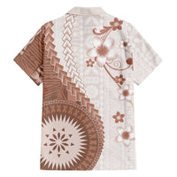 Bula Fiji Hawaiian Shirt Brown Plumeria Masi Tapa Pattern LT05 - Polynesian Pride