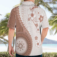 Bula Fiji Hawaiian Shirt Brown Plumeria Masi Tapa Pattern LT05 - Polynesian Pride