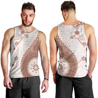 Bula Fiji Men Tank Top Brown Plumeria Masi Tapa Pattern LT05 - Polynesian Pride